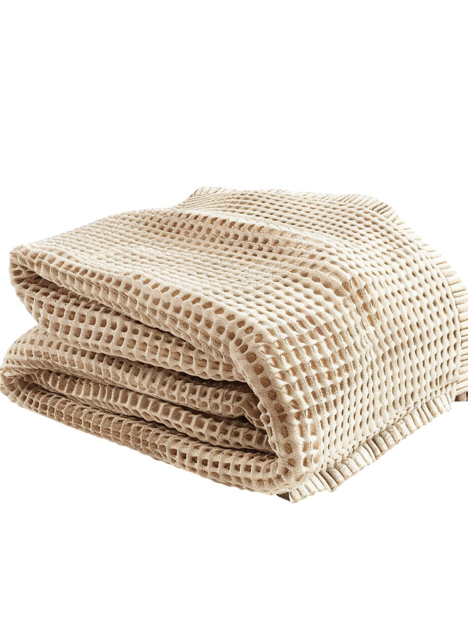kovarn Premium Waffle Weave Cotton Throw Blanket – Lightweight Breathable Sofa Blanket