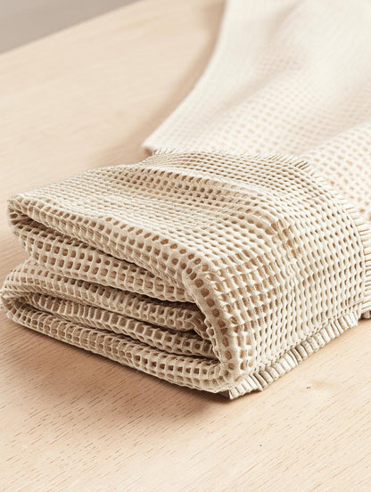 kovarn Premium Waffle Weave Cotton Throw Blanket – Lightweight Breathable Sofa Blanket