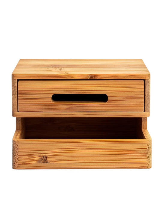 kovarn Natural Bamboo Desktop Organizer – Multifunctional Office Storage Box with Drawers