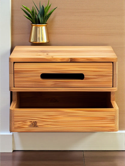 kovarn Natural Bamboo Desktop Organizer – Multifunctional Office Storage Box with Drawers